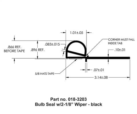 BULB SEAL W/2-1/8' WIPER