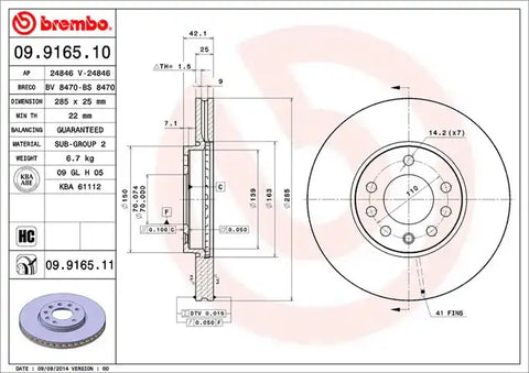 BREMBO 09916511C02 DISC BRAKE ROTOR