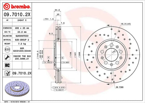BREMBO 0970102XC02 DISC BRAKE ROTOR