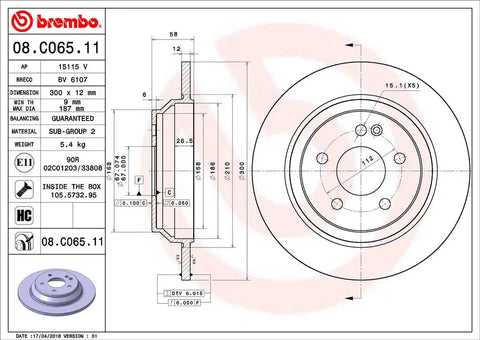BREMBO 08C06511C02 DISC BRAKE ROTOR