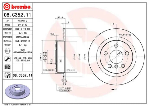 BREMBO 08C35211C02 DISC BRAKE ROTOR