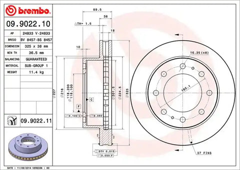 BREMBO 09902211C02 DISC BRAKE ROTOR