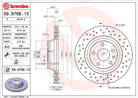 BREMBO 0997681XC02 DISC BRAKE ROTOR