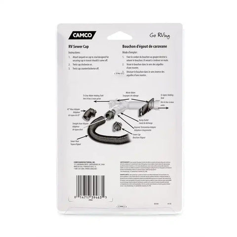 Camco 39463 Sewer Cap Bayonet/Connector With Hose Connection Packaged