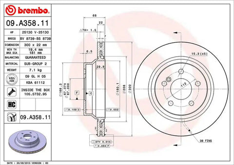 BREMBO 09A35811C02 DISC BRAKE ROTOR