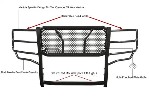 Black Horse Offroad RU-FOF116-B-PLR Grille Guard Rugged Series Semi-Gloss Powder Co