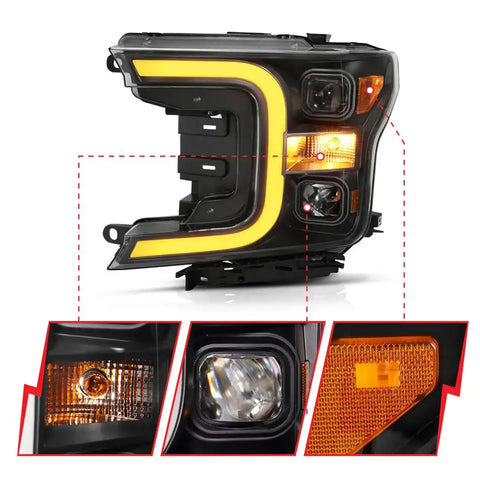 ANZO USA 111398 Headlight Assembly Halogen Bulb Projector Beam/ Plank Style Switchb