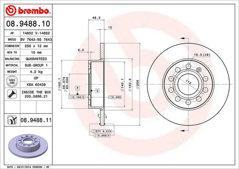 BREMBO 08948811C02 DISC BRAKE ROTOR