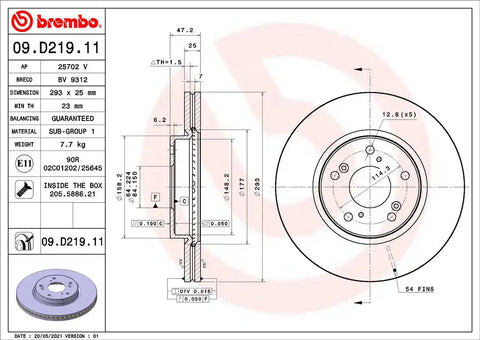 BREMBO 09D21911C02 DISC BRAKE ROTOR