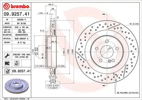 BREMBO 09925741C02 DISC BRAKE ROTOR