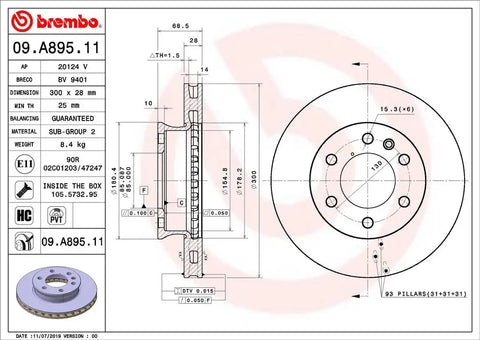 BREMBO 09A89511C02 DISC BRAKE ROTOR