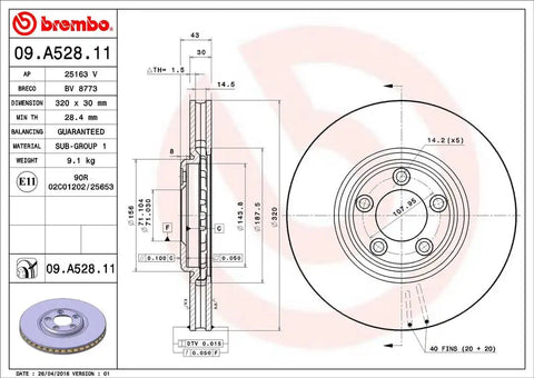 BREMBO 09A52811C02 DISC BRAKE ROTOR