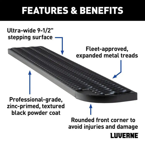 LUVERNE 495154-401817 - Grip Step XL 9-1/2 x 54 Steel Passenger Running Board, Select Ford E-Transit