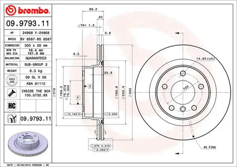 BREMBO 09979311C02 DISC BRAKE ROTOR