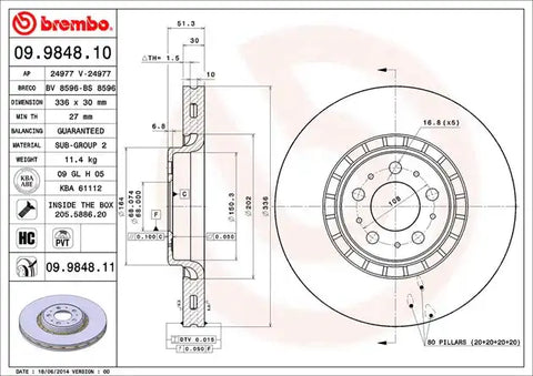 BREMBO 09984811C02 DISC BRAKE ROTOR