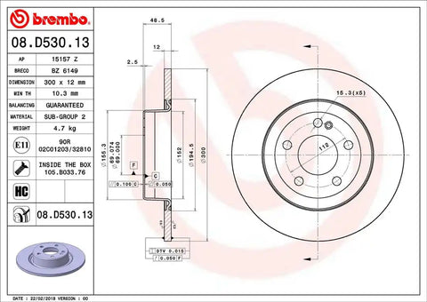 BREMBO 08D53013C02 DISC BRAKE ROTOR
