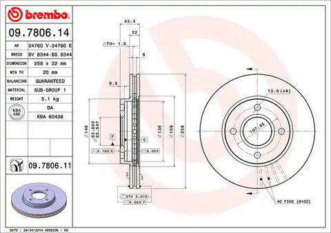 BREMBO 09780611C02 DISC BRAKE ROTOR