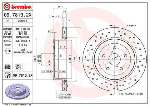 BREMBO 0978132XC02 DISC BRAKE ROTOR