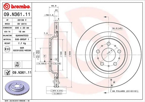 BREMBO 09N36111C02 DISC BRAKE ROTOR