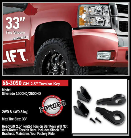 ReadyLift 66-3050 2000-10 CHEV/GMC 2500/3500HD 2.5'' Front Leveling Kit (Forged Torsion Key)