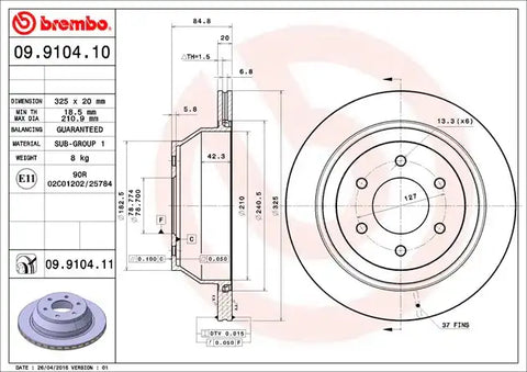 BREMBO 09910411C02 DISC BRAKE ROTOR