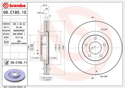 BREMBO 09C18511C02 DISC BRAKE ROTOR
