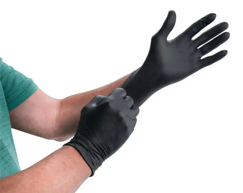 BLK NITRILE GLOVES 100 LG