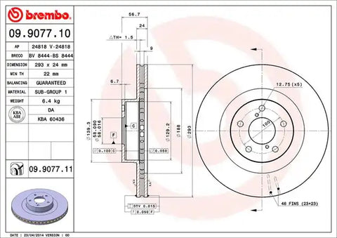 BREMBO 09907711C02 DISC BRAKE ROTOR