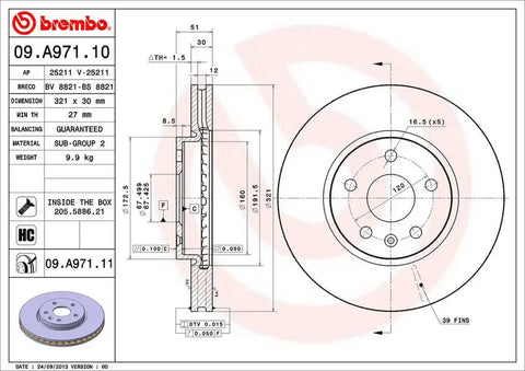 BREMBO 09A97111C02 DISC BRAKE ROTOR