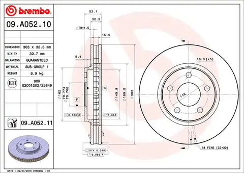 BREMBO 09A05211C02 DISC BRAKE ROTOR