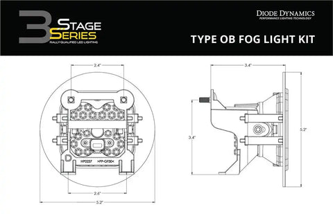 DIODE DYNAMC DD6640 SS3 TYPE OB LED FOG LIGHT KIT PRO Y
