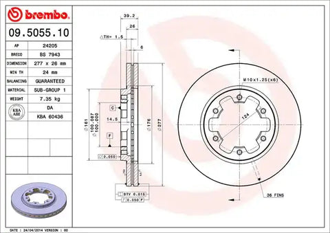 BREMBO 09505510C02 DISC BRAKE ROTOR