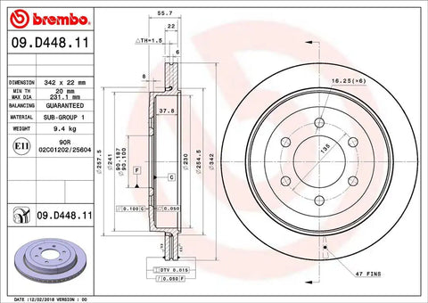 BREMBO 09D44811C02 DISC BRAKE ROTOR
