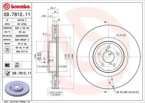 BREMBO 09781211C02 DISC BRAKE ROTOR
