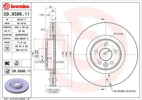 BREMBO 09958611C02 DISC BRAKE ROTOR