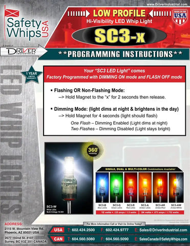 DRIVER IND. SC3-G SUPER BRIGHT GREEN LED WHIP LIGHT W