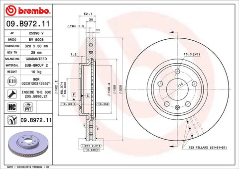 BREMBO 09B97211C02 DISC BRAKE ROTOR