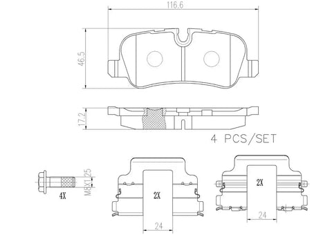BREMBO P44019N DISC BRAKE PAD SET