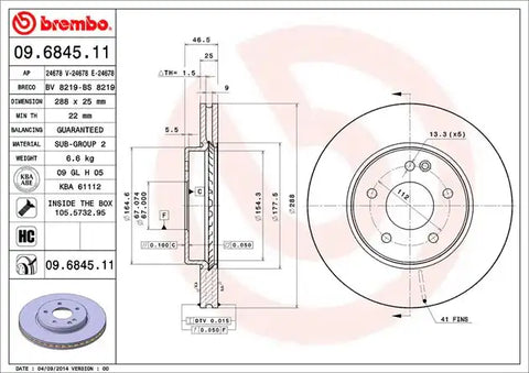 BREMBO 09684511C02 DISC BRAKE ROTOR