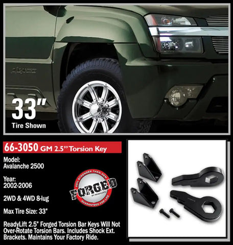 ReadyLift 66-3050 2000-10 CHEV/GMC 2500/3500HD 2.5'' Front Leveling Kit (Forged Torsion Key)