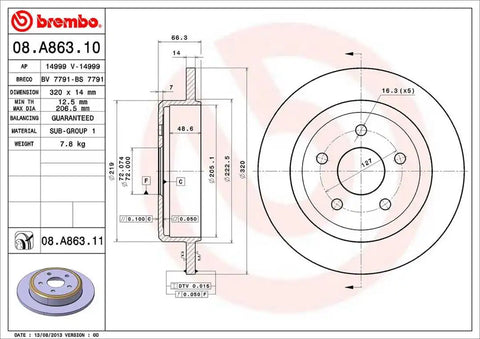 BREMBO 08A86311C02 DISC BRAKE ROTOR