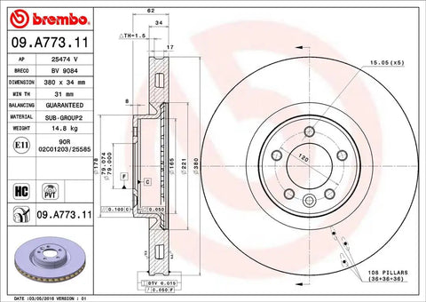 BREMBO 09A77311C02 DISC BRAKE ROTOR