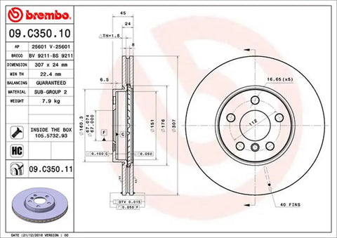 BREMBO 09C35011C02 DISC BRAKE ROTOR