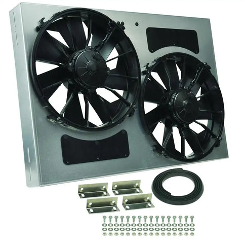 DERALE 16842 DUAL RAD FAN/ALUMINUM SHR