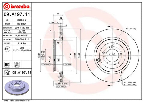 BREMBO 09A19711C02 DISC BRAKE ROTOR