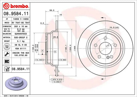 BREMBO 08958411C02 DISC BRAKE ROTOR