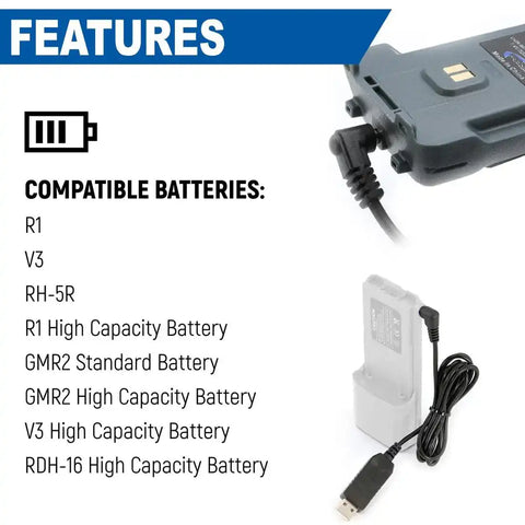 RUGGED RADIO USB-BAT-RH USB CHARGING CABLE FOR R1 - V3 - GM
