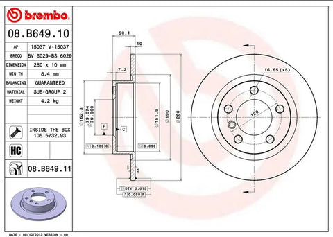 BREMBO 08B64911C02 DISC BRAKE ROTOR