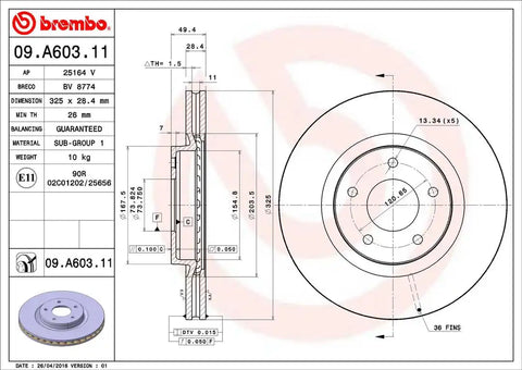 BREMBO 09A60311C02 DISC BRAKE ROTOR