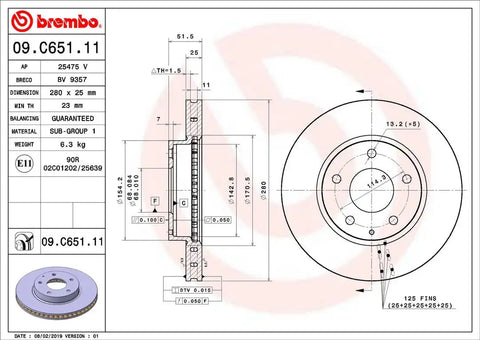 BREMBO 09C65111C02 DISC BRAKE ROTOR